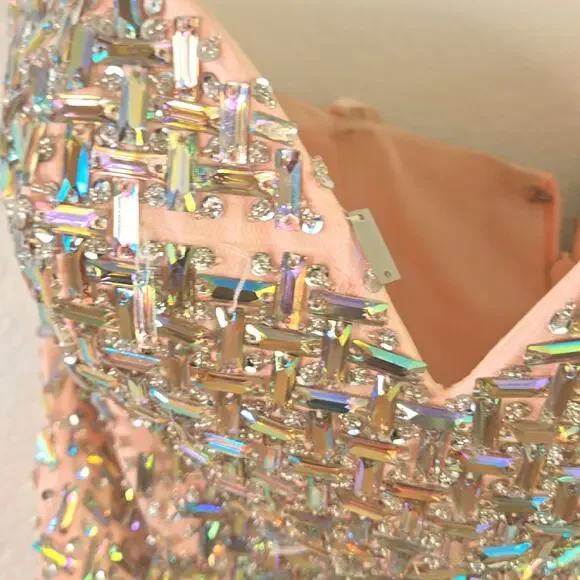 Terani Couture women's Pink Couture Trumpet Gown Mirrored crystal bodice